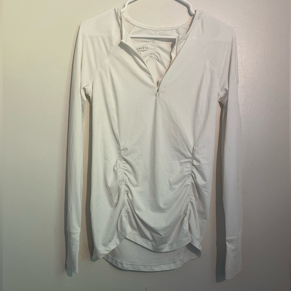 Athleta white quarter zip